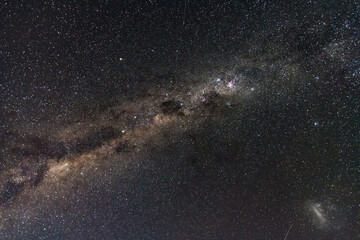 Stargazing at the Winter night sky and milky way