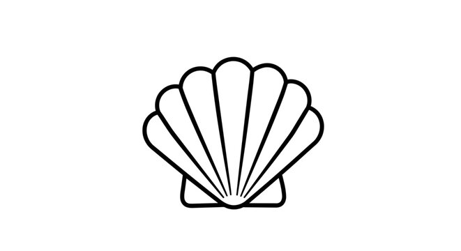 Simple seashell outline on blue background