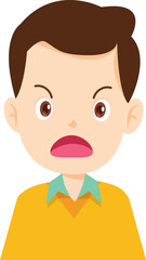 Anger Expression: A cartoon illustration of a man displays a strong emotion of anger and frustration.