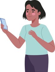 Digital Connection: A portrait of a woman engrossed in her smartphone. Her gaze is focused and absorbed, illustrating the depth of modern digital immersion.