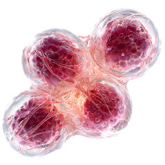 Illustration of fat cells under microscope, biology style, isolated on transparent background