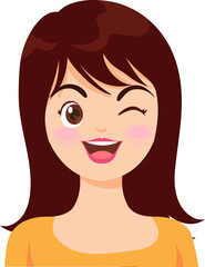 Playful Wink: A vibrant portrait of a woman winking, radiating warmth and cheerfulness, a symbol of approachable charm and delight. 