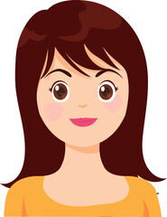 Smiling Face: A delightful cartoon woman embodies the epitome of youthful vivacity, her radiant smile and expressive eyes reflecting her positive and joyful outlook.