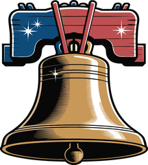 Liberty Bell illustration Patriotic American symbol graphic design element, perfect for Independence Day celebration,s posters and  patriotic themed projects