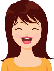 Joyful Smile: An illustration of a happy and smiling girl with long brown hair, radiating positivity and capturing the essence of pure happiness.