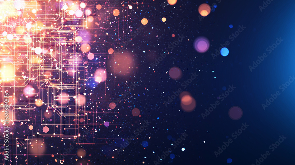 Poster abstract sparkles and shimmering lights: a captivating display of vibrant, floating particles with r