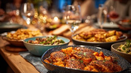 Obraz premium Gather around the table often with the Family Dinner Challenge, promoting togetherness, communication, and shared joy through meals. 