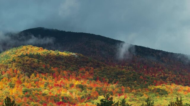 Beautiful Autumn foliage timelapsing with stunning nature colors from Adirondack upper New York State, USA