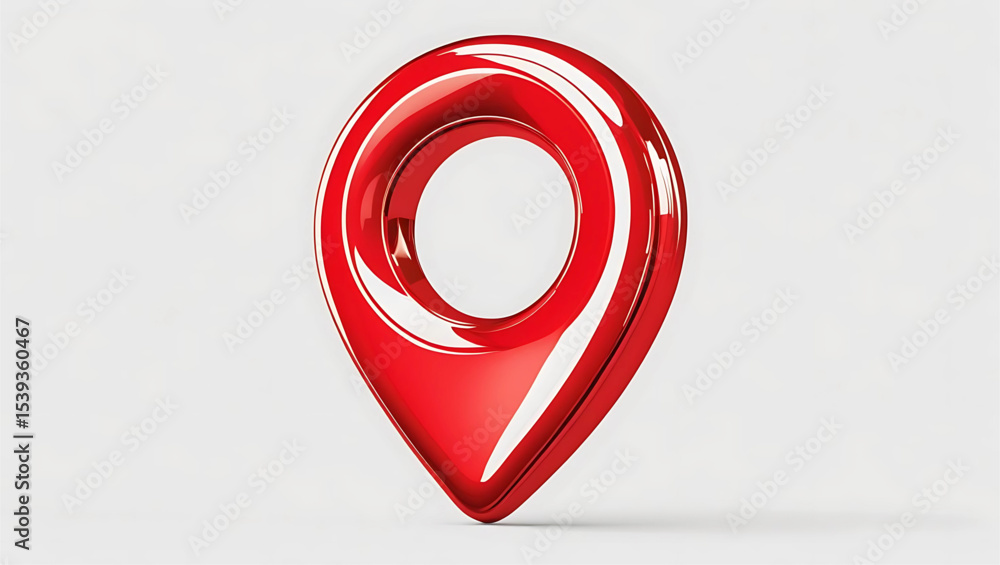 Poster red push pin map pointer icon, a 3d web vector illustration symbol of business concept number nine d