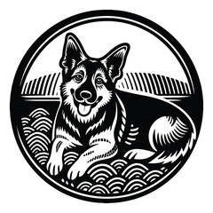 Funny cartoon dogs characters different breads illustration.