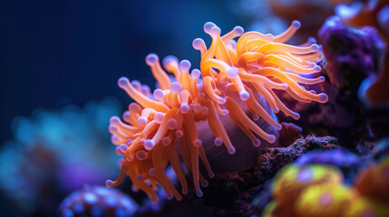 Vibrant Coral Reef With Photorealistic Textures Showcases Underwater Beauty and Elegance in a Minimalist Layout