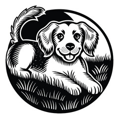 Cute dogs doodle vector set. Cartoon dog or puppy characters design collection with flat color in different poses. Set of funny pet animals isolated on white background.