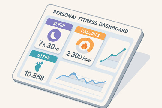 Personal fitness dashboard: sleep, calories, and step tracking interface