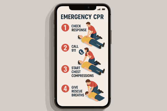 Guide to emergency cpr steps displayed on smartphone screen