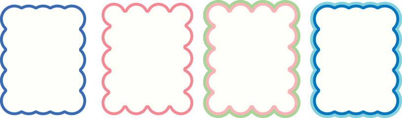 カラフルなかわいい波線ウェーブ枠フレーム