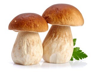 Two porcini mushrooms with parsley.