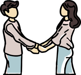 Holding Hands: A couple holds hands, symbolizing unity, and affection with simple lines, suggesting a heartwarming and touching moment.