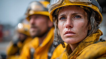 Brave firefighter action wildfire zone portrait intense environment close-up courage and dedication
