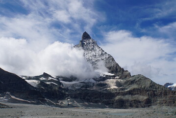 Panoramic view of Matterhorn from Matterhorn Glacier Trail in Switzerland