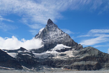 Panoramic view of Matterhorn from Matterhorn Glacier Trail in Switzerland