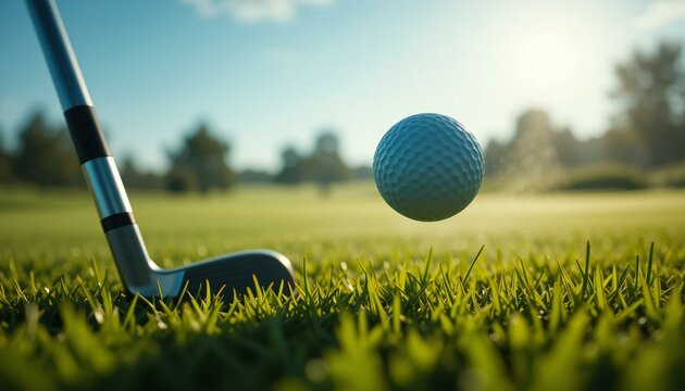 Golf Clubs Hit The Golf Ball.