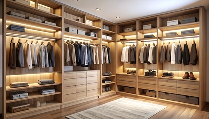 Modern Walkin Closet Interior.