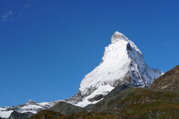 Panoramic view of Matterhorn from Matterhorn Glacier Trail in Switzerland