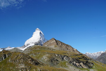 Panoramic view of Matterhorn from Matterhorn Glacier Trail in Switzerland
