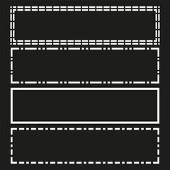 Dotted border frame. Dashed line pattern. Vector rectangle outline. Black white dots.