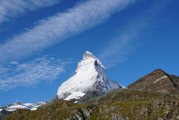 Panoramic view of Matterhorn from Matterhorn Glacier Trail in Switzerland