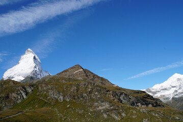 Panoramic view of Matterhorn from Matterhorn Glacier Trail in Switzerland