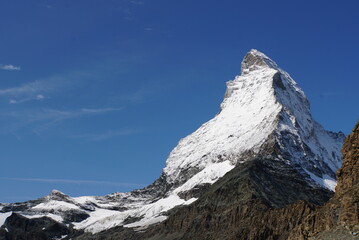 Panoramic view of Matterhorn from Matterhorn Glacier Trail in Switzerland