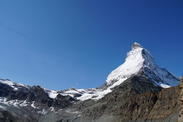 Panoramic view of Matterhorn from Matterhorn Glacier Trail in Switzerland
