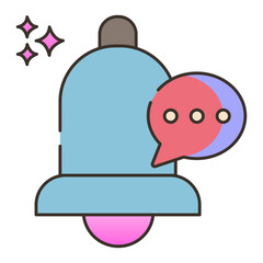 Cute bell notification icon with speech bubble
