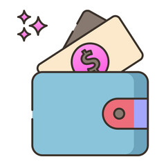 Wallet with cash and cards financial icon