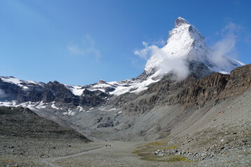 Panoramic view of Matterhorn from Matterhorn Glacier Trail in Switzerland