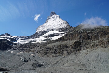 Panoramic view of Matterhorn from Matterhorn Glacier Trail in Switzerland