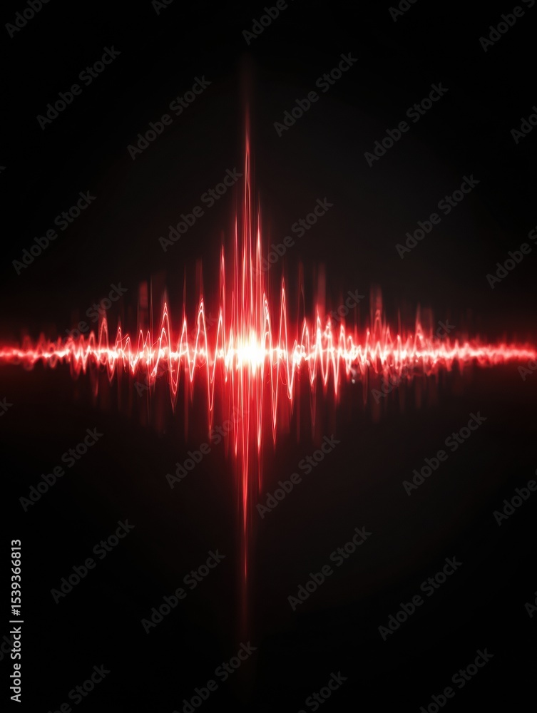 Aufkleber Red Pulse Wave Transforming Into Jagged Edges in a Neutral Space for Message Placement