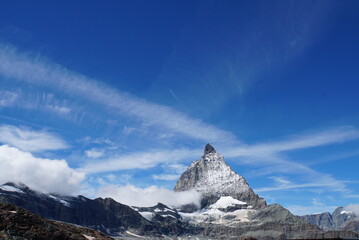 Panoramic view of Matterhorn from Matterhorn Glacier Trail in Switzerland