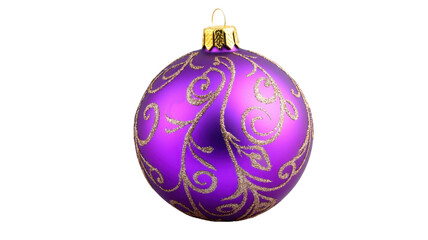 Title: Purple Christmas Ornament with Tree Decoration Isolated on White Background