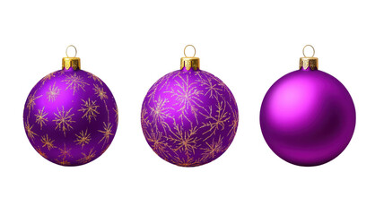 Title: Purple Christmas Ornament with Tree Decoration Isolated on White Background