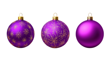 Title: Purple Christmas Ornament with Tree Decoration Isolated on White Background