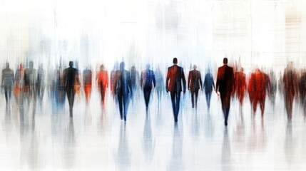 The Anonymous March: A Collective Journey Through an Abstract Urban Landscape