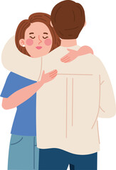 Tender Embrace: A heartwarming illustration of a couple embracing from behind, showcasing intimacy, love, and support. The soft color palette and gentle lines evoke a sense of warmth and connection.