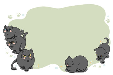 猫　吹き出し　フレーム　ペット　黒猫