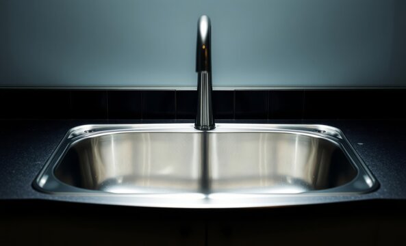 A stainless steel kitchen sink its gleaming surface a testament to hygiene and practicality sits solitary against a transparent or white backdrop ready to welcome the day's culinary endeavors