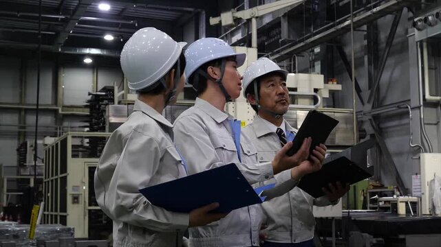  工場で働く作業員のグループ