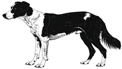 Black and white dog profile.