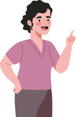 Empowering Woman: A vector illustration of a confident and empowered woman pointing upwards with a positive outlook and self-assurance.