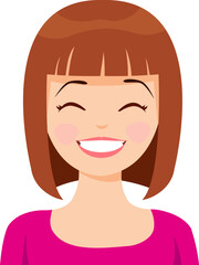 Smiling Woman: A bright, cheerful portrait of a woman radiating joy and contentment, her eyes crinkling with genuine happiness, perfect for conveying positive emotions and optimism.